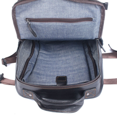 Griffin | Men's Black Leather Backpack for Work and Travel