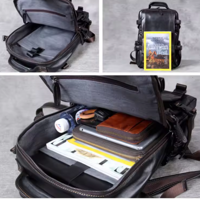 Griffin | Men's Black Leather Backpack for Work and Travel