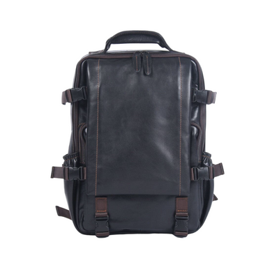 Griffin | Men's Black Leather Backpack for Work and Travel