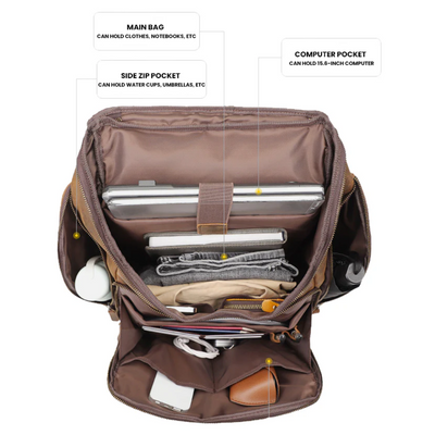 Laurent | Classic Leather with Front Pocket | Backpack