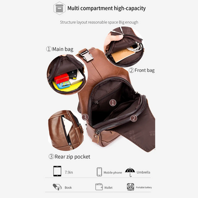 Callum | Leather Crossbody Chest Bag for Men