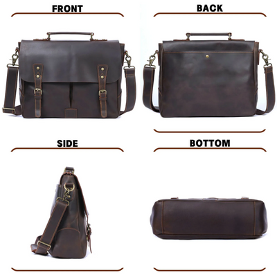 Beau | Vintage Leather Messenger with Classic Buckle Flap