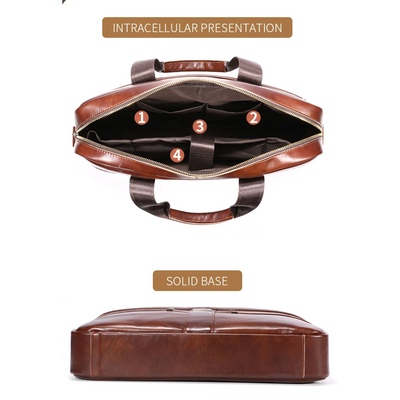 Preston | Sleek Leather Work Briefcase with Twin-Zip Front