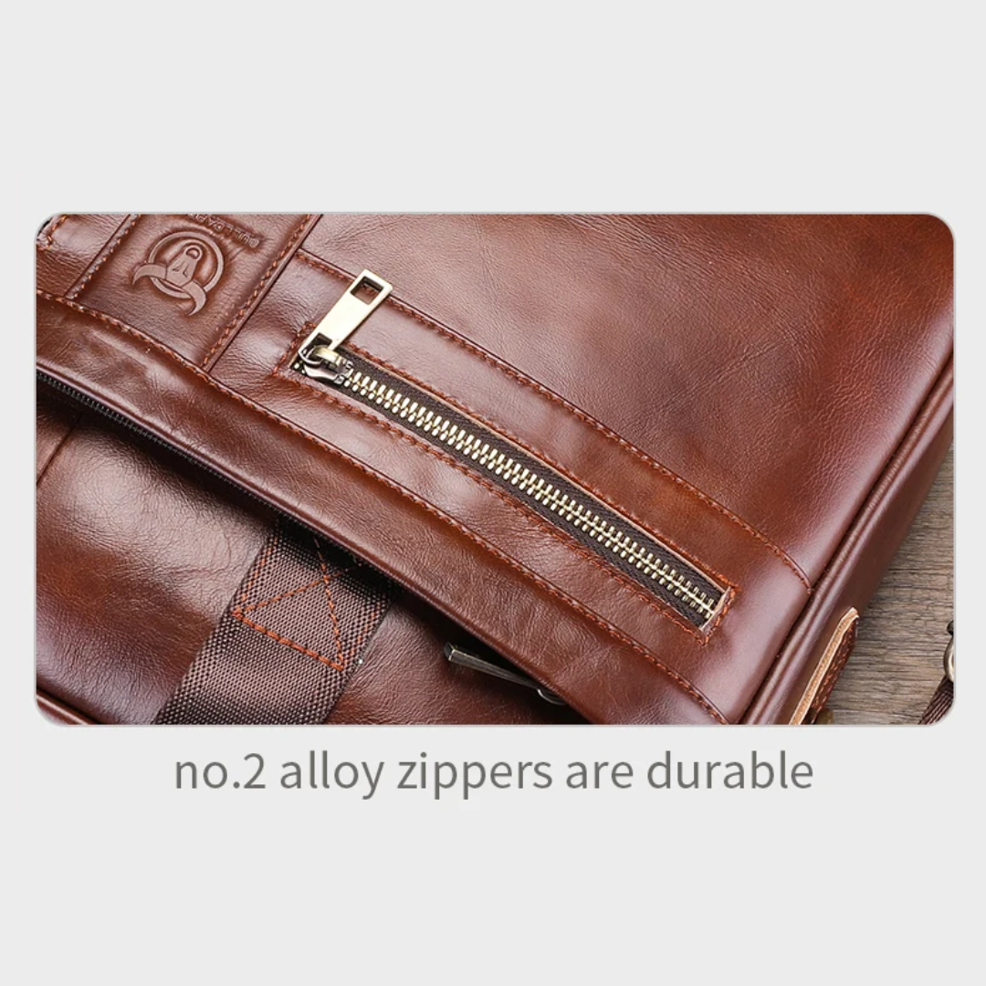 Preston | Sleek Leather Work Briefcase with Twin-Zip Front