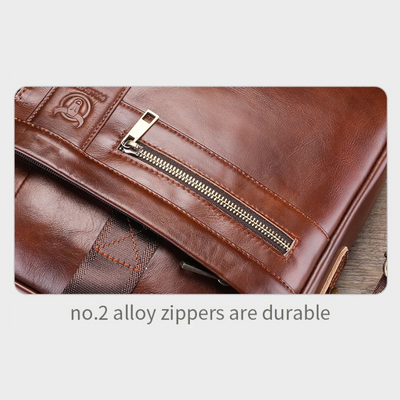 Preston | Sleek Leather Work Briefcase with Twin-Zip Front