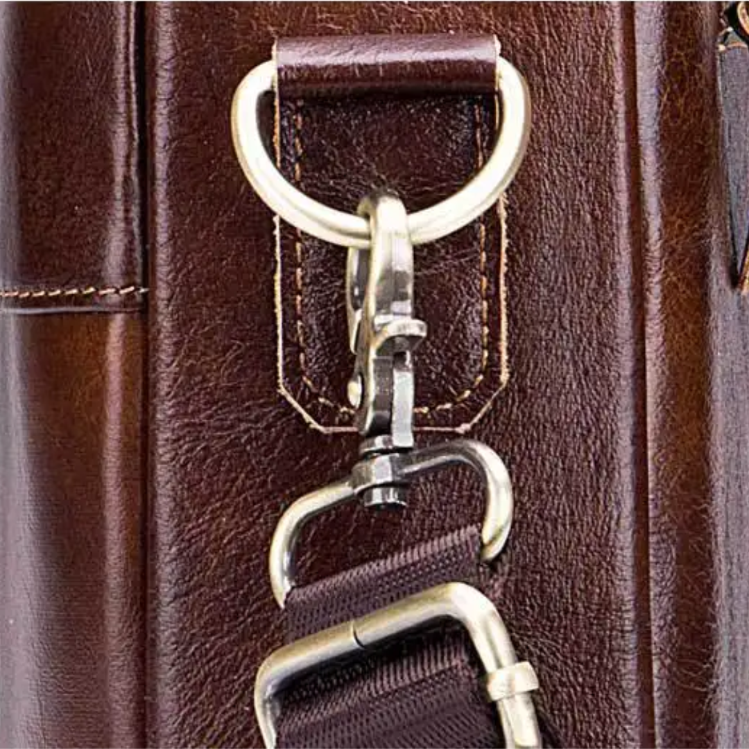 Mason | Professional Leather Laptop Bag with Curved Zip Detail