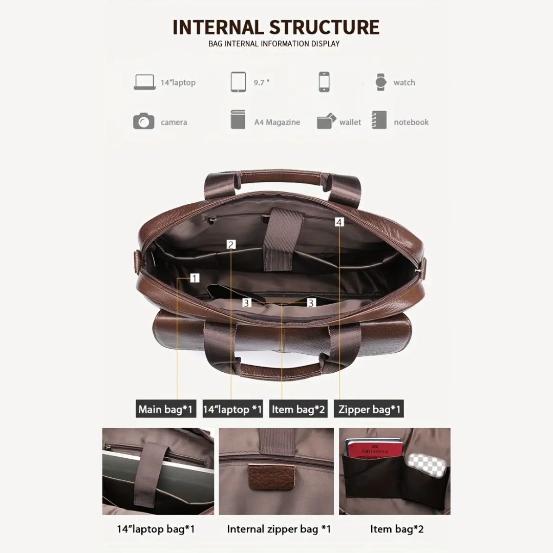 Wyatt | Heritage Leather Briefcase with Secure Lock Flap
