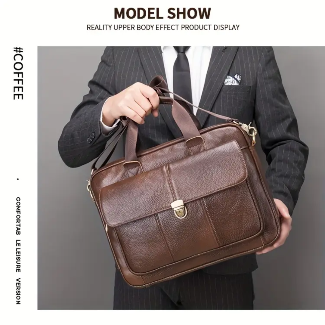 Wyatt | Heritage Leather Briefcase with Secure Lock Flap