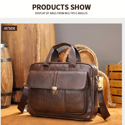 Wyatt | Heritage Leather Briefcase with Secure Lock Flap