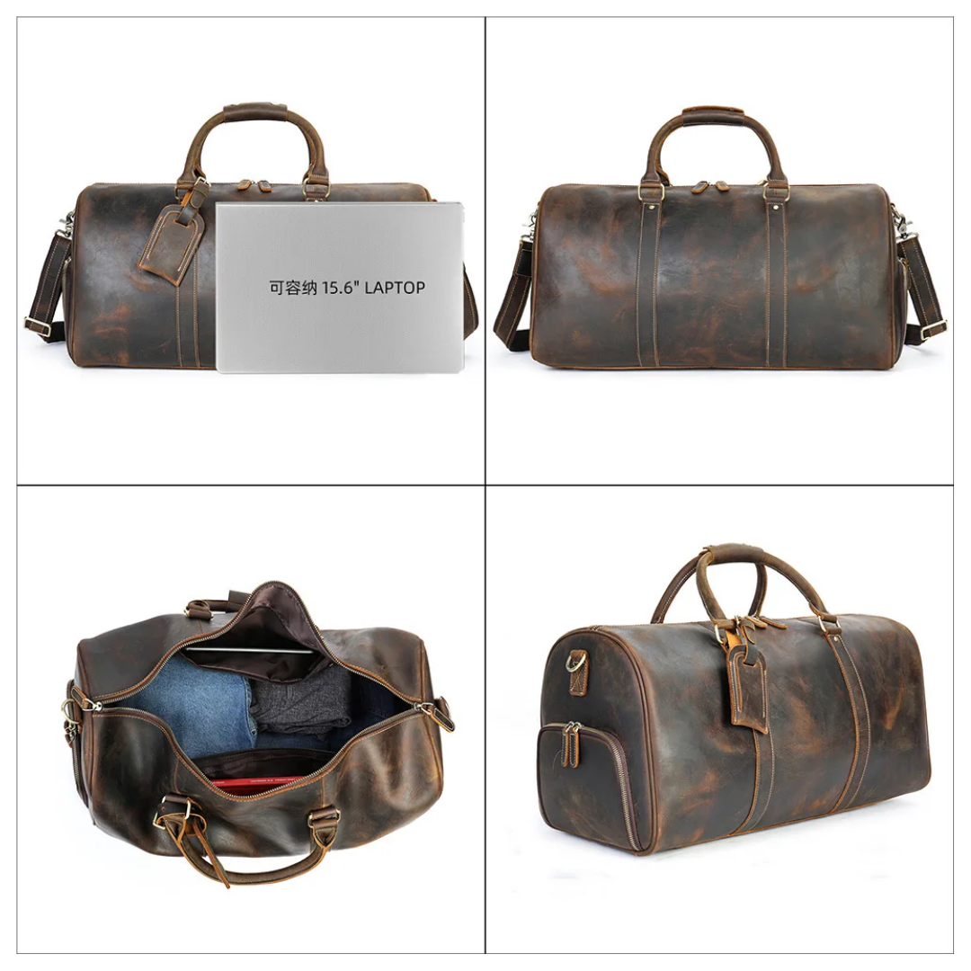 Rhett | Vintage Full-Grain Leather Duffel for Refined Travel