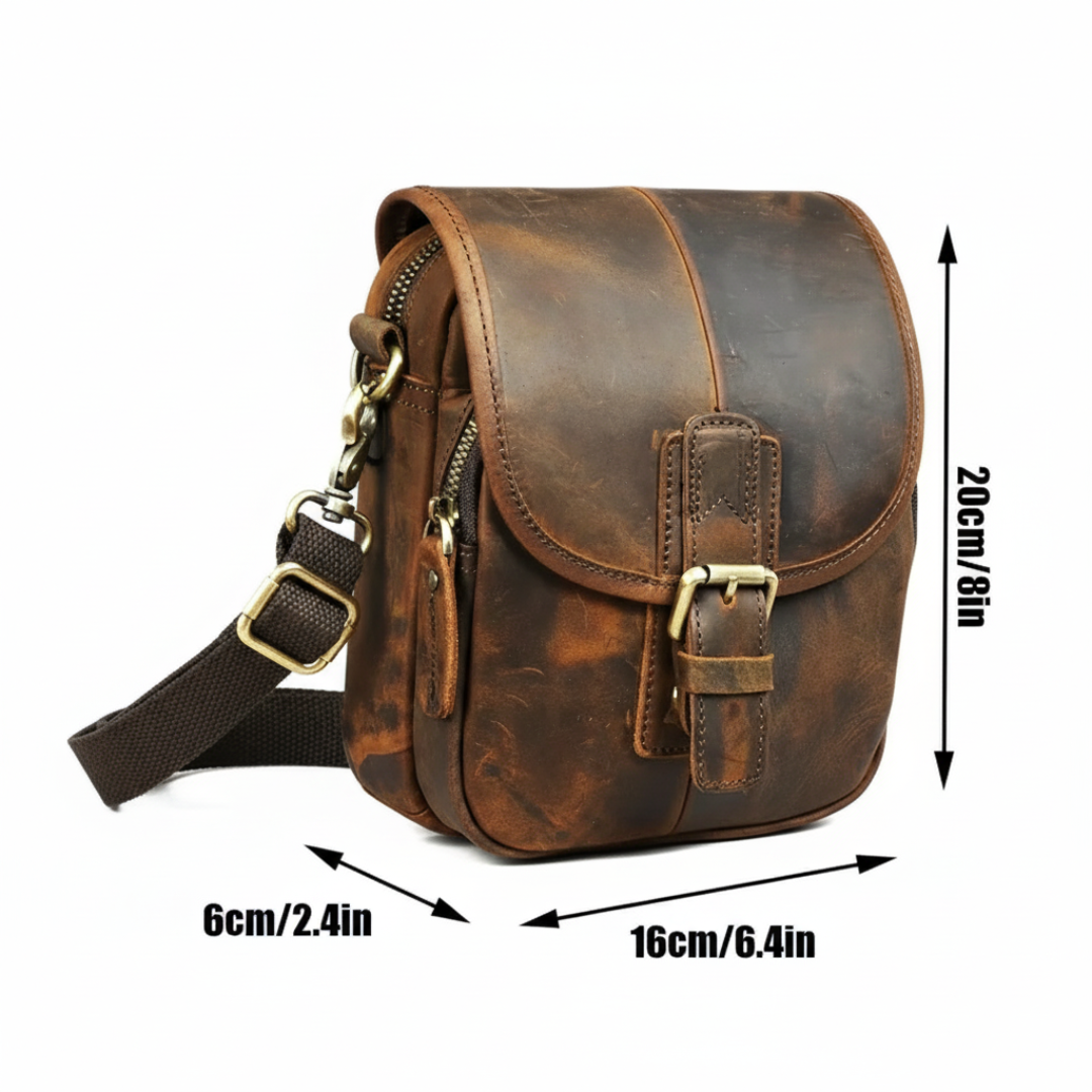 Nolan | Compact Leather Crossbody Pouch with Buckle Flap