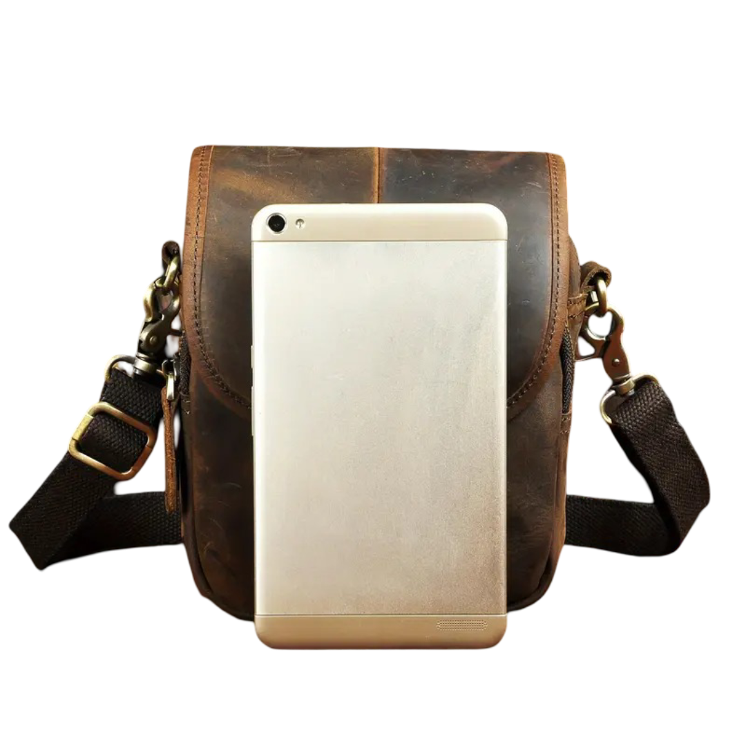 Nolan | Compact Leather Crossbody Pouch with Buckle Flap