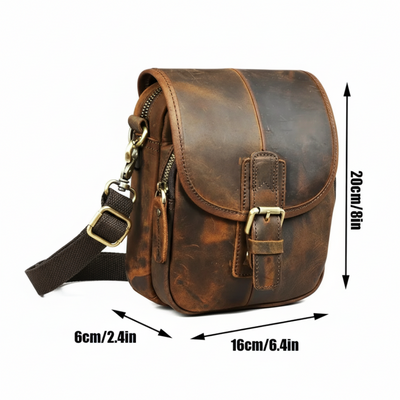 Nolan | Compact Leather Crossbody Pouch with Buckle Flap