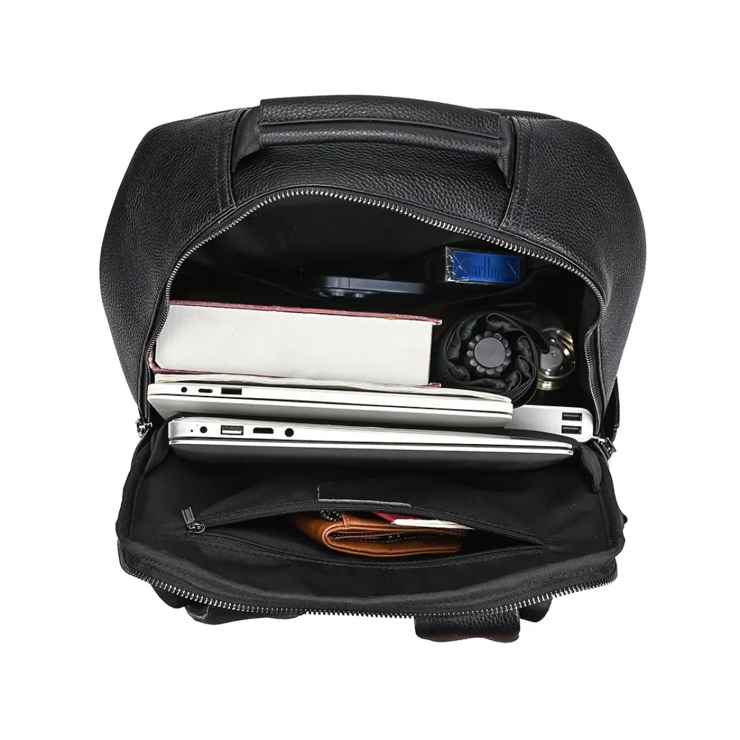Everett | Genuine Top‑Grain Leather Laptop Backpack