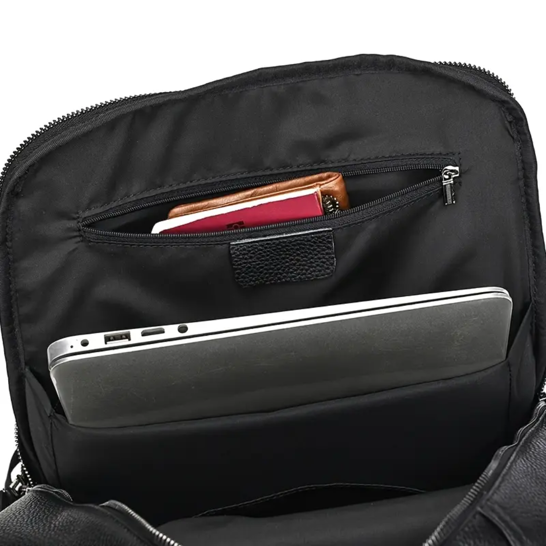 Everett | Genuine Top‑Grain Leather Laptop Backpack