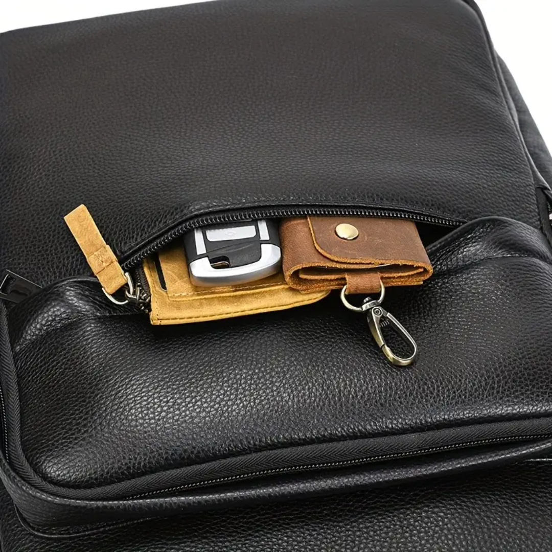 Everett | Genuine Top‑Grain Leather Laptop Backpack