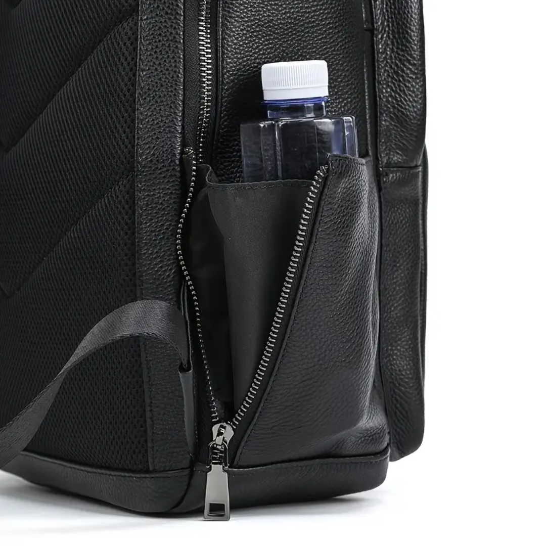 Everett | Genuine Top‑Grain Leather Laptop Backpack